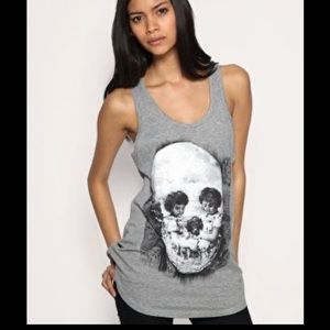 Vintage All Saints Twins & Puppy Skull Racerback Tank
